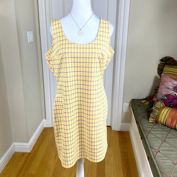ModCloth Dress Plaid Tank Style Yellow Brown Academia (XL) - Picture 1 of 7